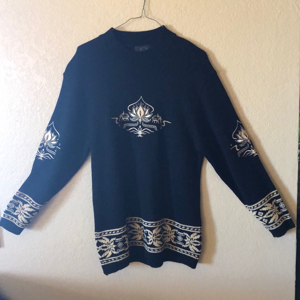 Bogner black and gold knit sweater sweater
